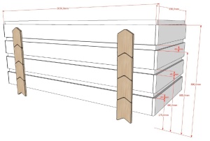 Set 3 paturi stivuibile pentru copii MODULO, gri, din MDF și pin masiv, cu somiere cu lamele incluse – Vipack - Img 9