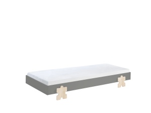 Set 3 paturi stivuibile pentru copii MODULO, gri, din MDF și pin masiv, cu somiere cu lamele incluse – Vipack - Img 6