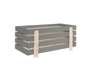 Set 4 paturi stivuibile pentru copii MODULO, gri, din MDF și pin masiv, cu somiere cu lamele incluse – Vipack - Img 2