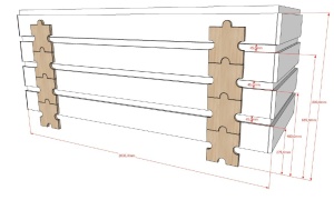 Set 4 paturi stivuibile pentru copii MODULO, gri, din MDF și pin masiv, cu somiere cu lamele incluse – Vipack - Img 3