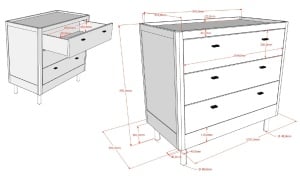 Set Complet Mobilier Cameră Bebelus Forrest Oak, din Lemn Masiv de Stejar, Alb: Pătuț Convertibil (70x140 cm), Comodă cu 3 Sertare și Dulap cu 2 Uși – Vipack - Img 13