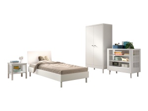 Set Complet Mobilier Camera Bebelusi Forrest Beech, Pat 90x200 cm, Dulap cu 2 Uși, Noptieră și Masă de înfășat, din Lemn de Fag Lăcuit Alb – Vipack - Img 6