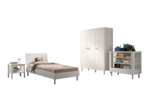 Set Complet Mobilier Camera Bebelusi Forrest Beech, Pat 90x200 cm, Dulap cu 3 Uși, Noptieră și Masă de înfășat, din Lemn de Fag Lăcuit Alb – Vipack - Img 6