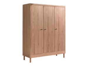 Set Complet Mobilier Camera Copii Forrest Oak, Pat 90x200 cm cu Tăblie Textilă, Dulap cu 3 Uși, Noptieră și Birou, din Lemn de Stejar, Natur – Vipack - Img 12