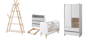 Set Complet Mobilier Kiddy pentru Camera Bebelușului – Pătuț 60x120 cm, Comodă, Masă de Înfășat, Dulap 2 Uși & Bibliotecă – Alb – Vipack - Img 6