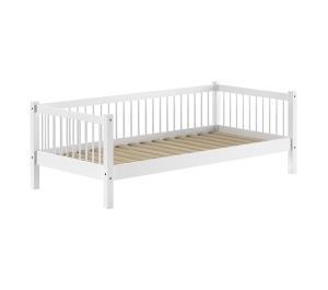 Set Complet: Pat Căsuță Forrest Beech pentru Camera Copii, 90x200 cm, cu Sertar Pat, Barieră de Siguranță Suplimentară și Set Textil, din Lemn Masiv de Fag, Alb – Vipack - Img 12