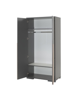 Set LONDON în culoarea antracit format dintr-un Pat copii (90x200) cu noptieră, Dulap camera copii cu 2 uși și birou cu cărucior de birou. - Img 7