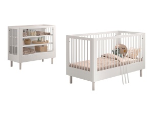 Set Mobilier Cameră Bebelus Forrest Beech, din Lemn Masiv de Fag, Alb: Pătuț Convertibil (70x140 cm) și Masă de Înfășat – Vipack - Img 6