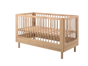 Set Mobilier Cameră Bebelus Forrest Oak, din Lemn Masiv de Stejar, Natur: Pătuț Convertibil (70x140 cm), Masă de Înfășat și Suport – Vipack - Img 9