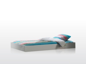 Set Mobilier Cameră Lara pentru Copii/Tineri, Pat 90x200 cm, Sertar Pat, Noptieră, Dulap 2 Uși, Birou, Trolley Birou și Polițe Perete, Alb – Vipack - Img 5