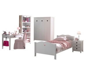 Set Mobilier Copii AMORI, 5 Piese, Alb, Design Romantic – Vipack - Img 2