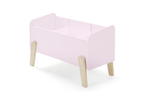 Set Mobilier Kiddy pentru Camera Copii – Pat 90x200 cm, Noptieră, Cutie Jucării & 2 Polițe Perete – Roz Pal – Vipack - Img 12