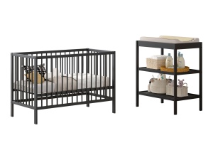 Set Pat bebeluși DINO 60x120 cm și Masă de înfășat DINO, antracit – Vipack - Img 3