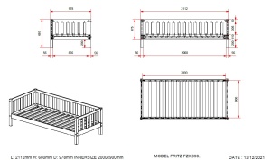 Set Pat Cabină Fritz 90x200 cm cu Sertar Suplimentar, pentru Copii, Pin Lăptos – Vipack - Img 4