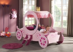 Set Pat Calească Royal Princess Kate și Saltea pentru Copii, 2 Piese, Roz (MDF) – Auto – Vipack - Img 3