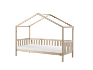 Set Pat Căsuță, cu Protecție și Saltea, Natur, 90 x 200 cm, Pin Masiv – Dallas – Vipack - Img 2