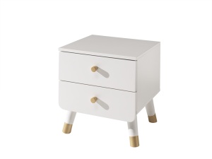 Set Pat Single, Noptieră și Masă de Toaletă pentru Copii, 3 Piese, 90x200 cm, Alb Satinat (Pin Masiv și MDF) – Billy – Vipack - Img 5