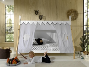 Set TIPI format în Pat copiiul înalt fără gard (90 x 200 cm) și setul textil asortat. - Img 7