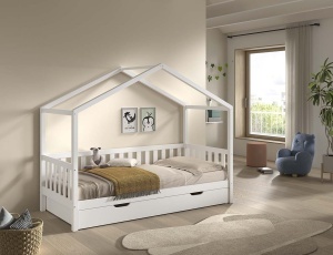 This DALLAS combination in white consists of a house bed (90 x 200 cm) and bed drawer. - Img 2