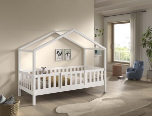 This DALLAS combination in white consists of a house bed (90 x 200 cm) and safety rail. - Img 2