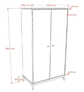 This ILYAS combination consists of a bed (90 x 200 cm), nightstand, 2-door wardrobe and chest of 3 drawers. - Img 13