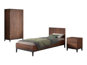 This ILYAS combination consists of a bed (90 x 200 cm), nightstand and 2-door wardrobe.