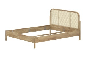 This OLIVE combination consists of a double bed (160 x 200 cm) with a rattan headboard and two bedside tables with rattan. - Img 3
