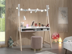 Birou pentru copii Tipi din lemn masiv de pin și MDF lăcuit – colecția Kiddy – Vipack - Img 1