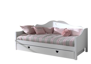Pat AMORI pentru copii, 90x200 cm, Alb, cu Sertar Multifuncțional – Vipack - Img 2