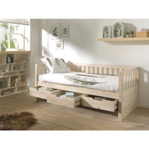 Pat Cabină Fritz 90x200 cm cu Sertare, pentru Copii, Pin Lăptos – Vipack - Img 2