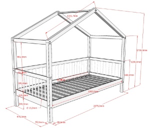 Pat Casă Forrest Beech 90x200 cm, pentru Camera Copii, din Lemn de Fag, cu Sertar și Protecție Suplimentară – Vipack - Img 5