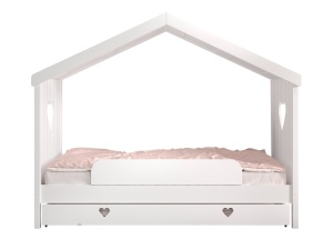 Pat Căsuță AMORI pentru Copii, 90x200 cm, Alb, cu Sertar și Protecție – Vipack - Img 2