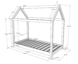 Pat Căsuță Copii CABANE, Alb, 70 x 140 cm (Pin Masiv) – CABANE – Vipack - Img 4