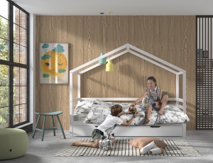 Pat Căsuță cu Design Modern, cu Sertar, Alb, Pin Masiv – Dallas – Vipack - Img 7