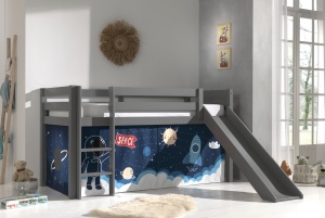 Pat copii cu tobogan și husă navetă spațială pentru copii – Vipack Pino [Dimensiuni: 200x90x114 cm] - Img 2