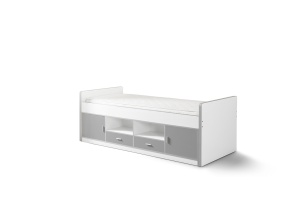Pat cu Depozitare Integrată, Gri și Alb (PAL și MDF) Bonny – Vipack - Img 2