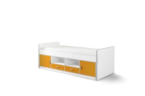Pat cu Depozitare Integrată, Portocaliu și Alb (PAL și MDF) Bonny– Vipack - Img 2