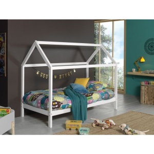 Pat în formă de Căsuță, Alb, 90 x 200 cm, Pin Masiv – Dallas – Vipack - Img 4