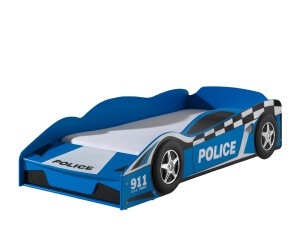 Pat Mașină de Poliție pentru Copii, 70x140 cm, Albastru (MDF) – Vipack - Img 2