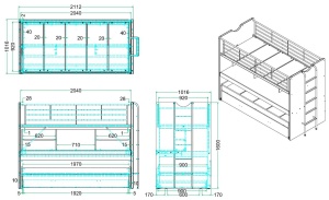 Pat supraetajat copii 90×200 cm fucsia cu birou și sertar – Economisește spațiu, stimulează joaca – Gama Bonny – Vipack - Img 3