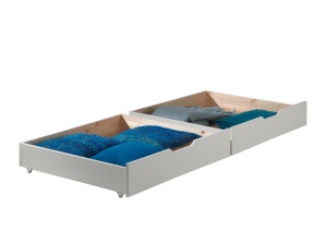 Pat suprapus familie pentru copii SCOTT, alb, 140 x 200 cm + 90 x 200 cm, din pin scandinav masiv, cu 2 sertare pentru depozitare – Vipack - Img 5