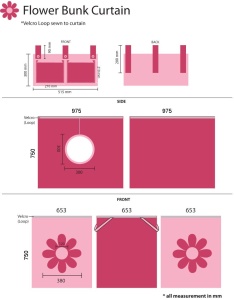 Perdea de joacă "Pink Flower", VIPACK – Accesoriu textil pentru paturile supraetajate