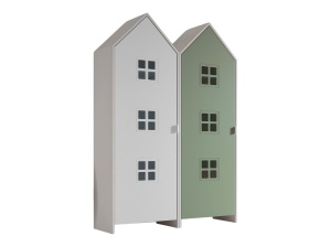 Set 2 Dulapuri pentru Copii Căsuță, Alb și Verde, (MDF) – CASAMI BRUGES – Vipack - Img 2