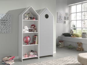 Set 2 Dulapuri pentru Copii Căsuță, Gri și Alb, (MDF) – CASAMI – Vipack - Img 1