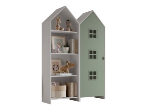 Set 2 Dulapuri pentru Copii Căsuță, Verde și Alb, (MDF) – CASAMI BRUGES – Vipack - Img 2