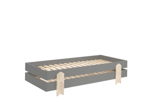 Set 2 paturi stivuibile pentru copii MODULO, din MDF și pin masiv, cu somiere cu lamele incluse – Vipack - Img 2