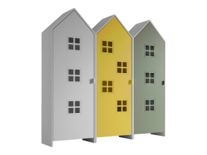 Set 3 Dulapuri pentru Copii Căsuță, Galben, Alb și Verde, (MDF) – CASAMI BRUGES – Vipack - Img 2
