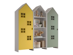 Set 3 Dulapuri pentru Copii Căsuță, Galben și Verde, (MDF) – CASAMI BRUGES – Vipack - Img 2