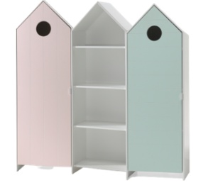 Set 3 Dulapuri pentru Copii Căsuță, Roz, Verde Mentă și Alb, (MDF) – CASAMI – Vipack - Img 2