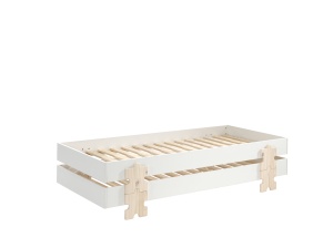 Set 3 paturi stivuibile pentru copii MODULO, alb, din MDF și pin masiv, cu somiere cu lamele incluse – Vipack - Img 6